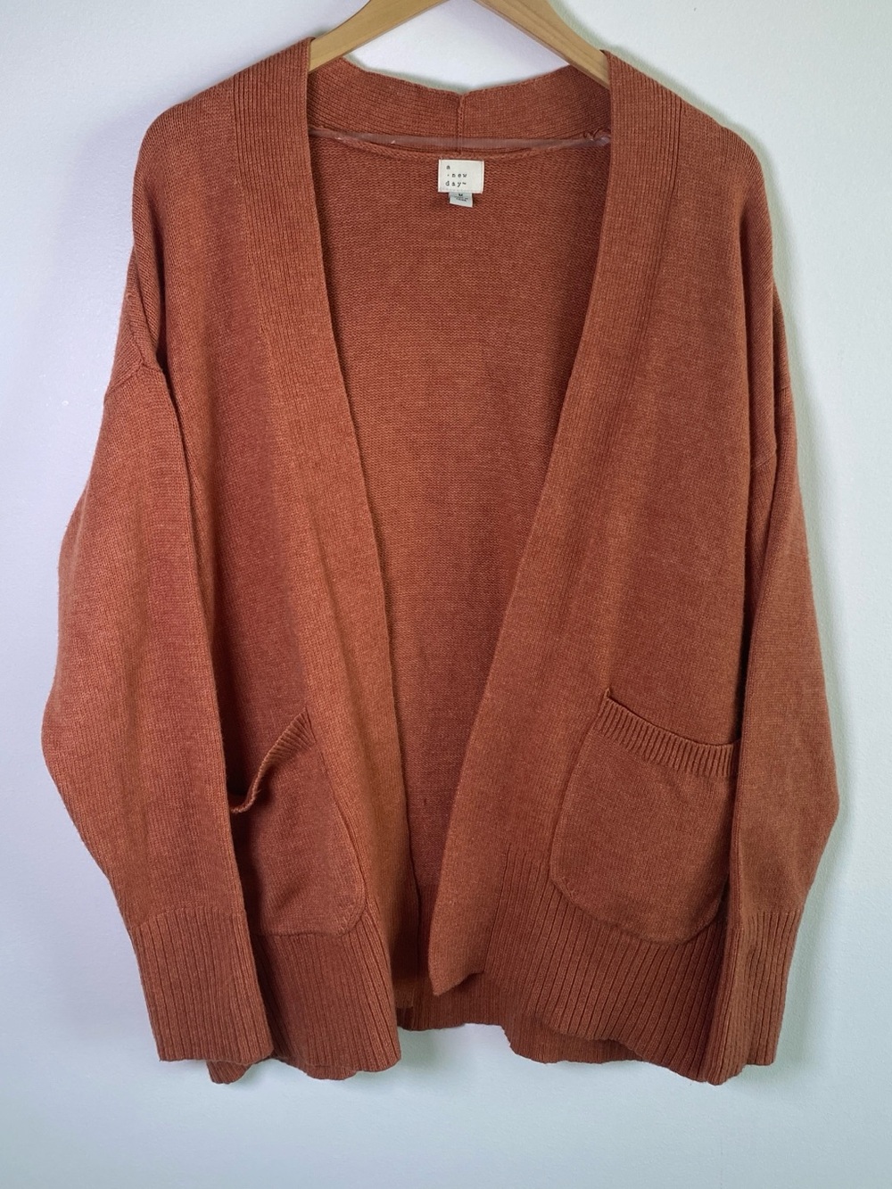 A‎ New Day Cozy Open-Front Women's Cardigan Sweater - Rust Size Medium